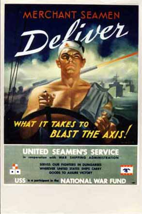 Merchant seamen deliver what it takes to blast the Axis!  poster